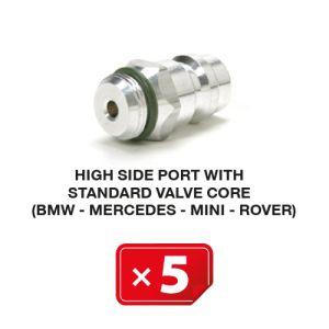 Nippel Hochdruckseite mit Standardventil (BMW-Mercedes-Mini-Rover) (5 St.) Nippel Hochdruckseite mit Standardventil (BMW-Mercedes-Mini-Rover) (5 St.)